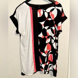 Worthington Geometric Blouse - Black, White, Red